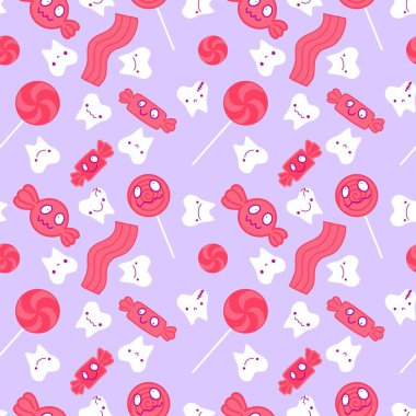 Çizgi filmlerde ambalaj kağıdı, çocuk giysisi baskısı, doktor ambalajları, ilaç aksesuarları ve kumaşlar için kusursuz diş deseni. Yüksek kaliteli illüstrasyon