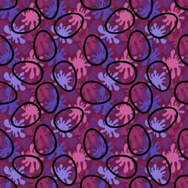 Paskalya yumurtaları kağıt, kumaş, çocuk giysileri, tekstil ürünleri, şenlik ambalajları ve restoran aksesuarları için kusursuz desen. Yüksek kaliteli illüstrasyon