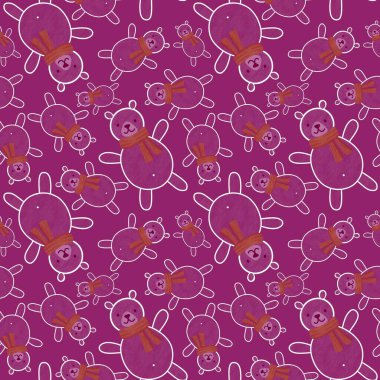 Çizgi filmlerdeki ayılar, Noel ambalajı kağıtları, kumaşlar, çarşaflar, çocuk giysileri baskısı, doğum günü paketleri ve parti için eşarp desenleri. Yüksek kaliteli illüstrasyon