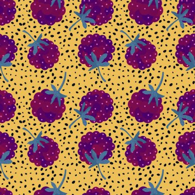 Yaz meyvesiz böğürtlen deseni ambalaj kağıdı, kumaş ve çarşaf ve çocuk giysileri baskısı ve şenlikli paketleme ve moda tekstil ürünleri ve bahar aksesuarları için. Yüksek kaliteli illüstrasyon