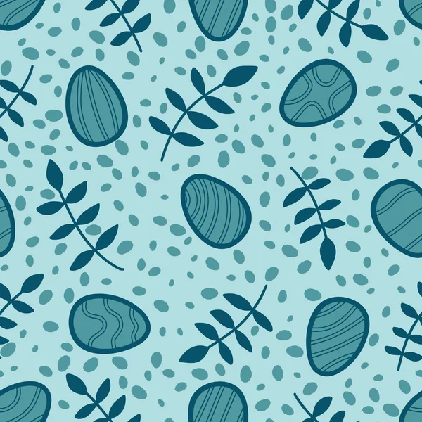 Easter eggs seamless leaves pattern for wrapping paper and fabrics and linens and kids clothes print and festive packaging and spring accessories. High quality illustration