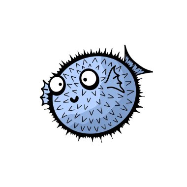 Çizgi filmlerdeki hayvanlar, balon balığı fugu desenini ambalaj kağıdı, kumaş, çarşaf, çocuk giysisi baskısı, şenlik ambalajı ve yaz aksesuarları için hazırlarlar. Yüksek kaliteli illüstrasyon