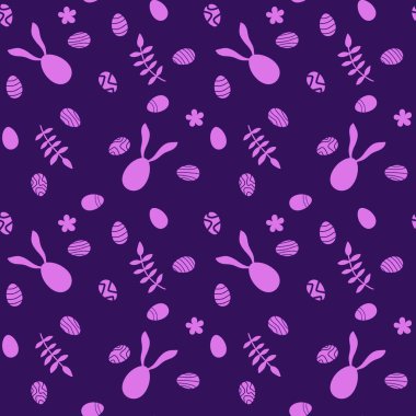 Paskalya yumurtaları kağıt, kumaş, çarşaf, mutfak tekstili, bayram ambalajı ve bahar aksesuarları için kusursuz tavşan kulakları deseni. Yüksek kaliteli illüstrasyon