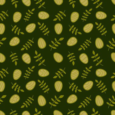 Paskalya yumurtaları kağıt, kumaş, çarşaf ve çocuk giysileri baskısı, şenlikli ambalajlar ve bahar aksesuarları için pürüzsüz yapraklar. Yüksek kaliteli illüstrasyon