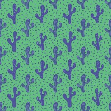 Kumaşlar, çarşaflar, ambalaj kağıtları, şenlikli ambalajlar, mayolar ve plaj aksesuarları için yaz çiçeksiz kaktüs deseni. Yüksek kaliteli illüstrasyon