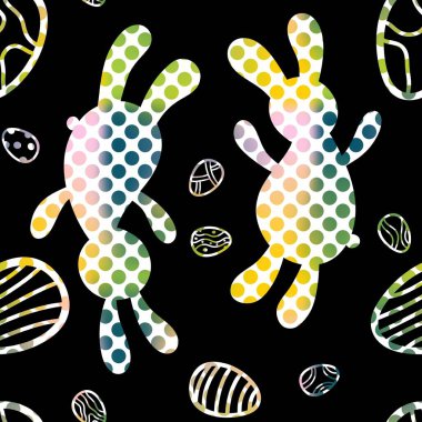 Paskalya yumurtaları, ambalajsız tavşan deseni kumaşlar, çarşaflar ve çocuk giysileri baskısı ve şenlikli paketleme ve mutfak aksesuarları için. Yüksek kaliteli illüstrasyon