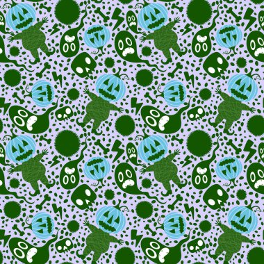 Cadılar Bayramı balkabakları kusursuz hasat canavarları desenli ambalaj kağıtları, kumaşlar, çarşaflar çocuk giysileri baskıları, şenlik aksesuarları ve sonbahar ambalajları. Yüksek kaliteli illüstrasyon