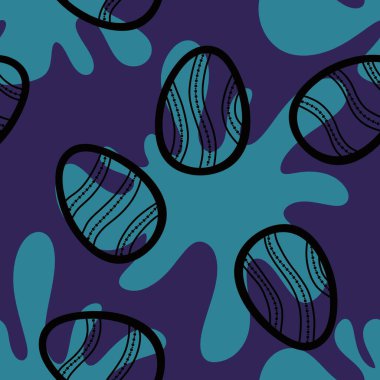 Paskalya yumurtaları kağıt, kumaş, çocuk giysileri, tekstil ürünleri, şenlik ambalajları ve restoran aksesuarları için kusursuz desen. Yüksek kaliteli illüstrasyon