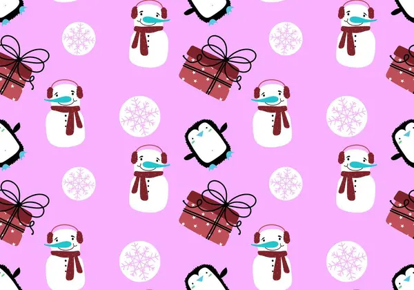 Winter seamless snowman pattern for fabrics and textiles and packaging and gifts and cards and linens and kids and wrapping paper