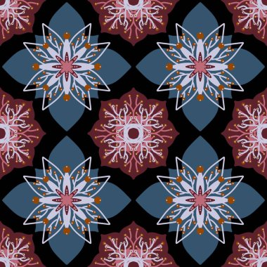 Yazın kumaşlar ve çarşaflar için dikişsiz geometrik çiçek deseni ve çocukların giysi baskısı ve şenlikli ambalajlar ve bahar aksesuarları ve tekstil. Yüksek kaliteli illüstrasyon