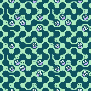 Çizgi film gerici hayvanlar, dikişsiz solucanlar kumaşlar ve çarşaflar için tırtıllar, çocuk giysileri baskıları, şenlik ambalajları ve yaz aksesuarları. Yüksek kaliteli illüstrasyon