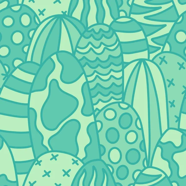 Easter doodle eggs seamless abstract cactus pattern for fabrics and linens and wrapping paper and kids clothes print and festive packaging and spring accessories. High quality illustration