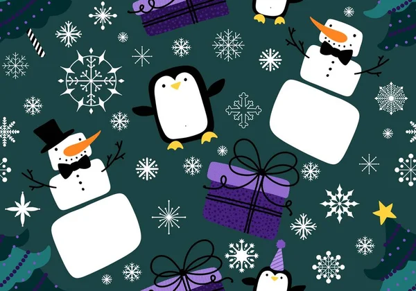 Christmas Cartoon Ice Seamless Snowman Pattern Wrapping Paper Fabrics Linens — Stock Photo, Image
