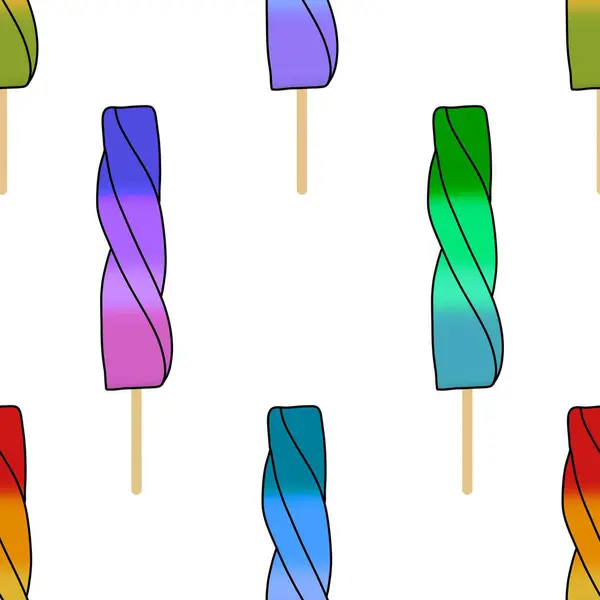 Summer cartoon food seamless ice cream pattern for wrapping paper and fabrics and linens and kids clothes print and spring accessories and festive packaging. High quality illustration