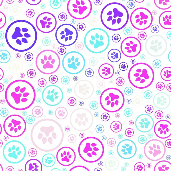 Cartoon animals footprints seamless cat and dog pattern for wrapping paper and fabrics and linens and kids clothes print and festive packaging and shops accessories. High quality illustration