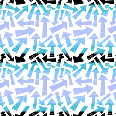 Kumaşlar ve çarşaflar için soyut geometrik dikişsiz ok desenleri ve ambalaj kağıdı ve çocuk giysileri baskısı ve okul defterleri ve moda tekstil ve mağaza ambalajları. Yüksek kaliteli illüstrasyon