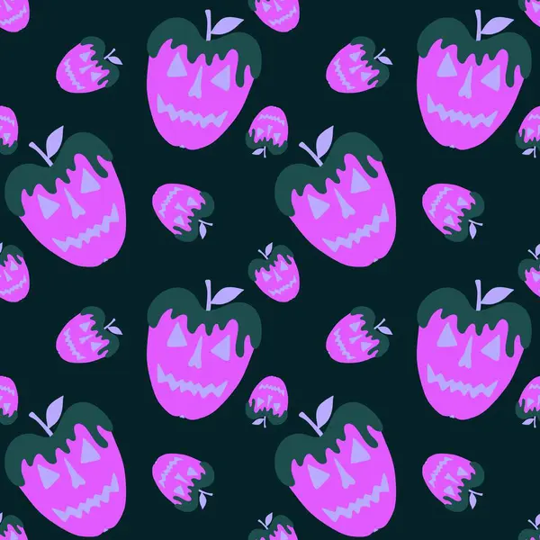 Halloween fruit seamless apples pattern for wrapping paper and fabrics and linens and kids clothes print and festive accessories and autumn packaging. High quality illustration