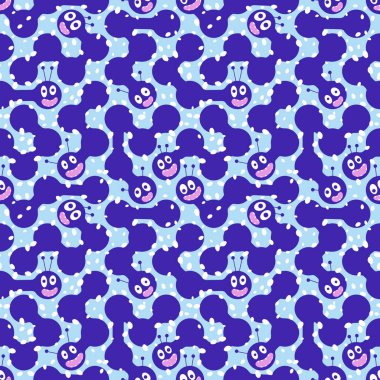 Çizgi film gerici hayvanlar, dikişsiz solucanlar kumaşlar ve çarşaflar için tırtıllar, çocuk giysileri baskıları, şenlik ambalajları ve yaz aksesuarları. Yüksek kaliteli illüstrasyon