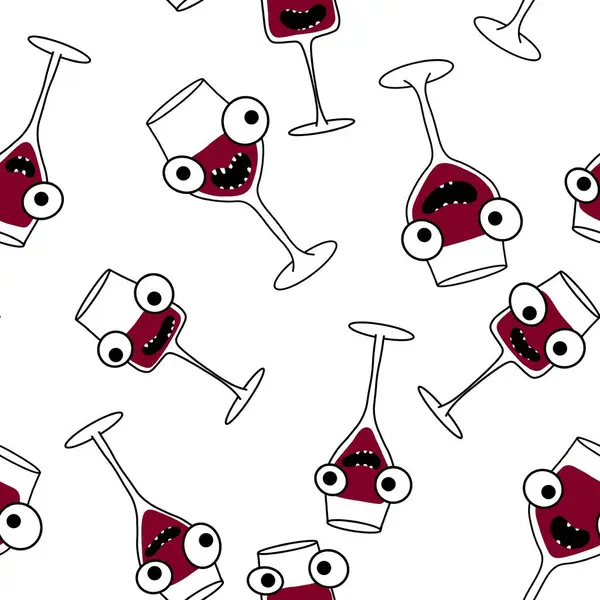 Cartoon doodle seamless glasses of wine pattern for wrapping paper and fabrics and linens and fashion textiles and party accessories and festive packaging. High quality illustration