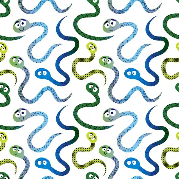 Summer cartoon animals seamless snake pattern for wrapping paper and fabrics and linens and kids clothes print and new 2025 year and festive packaging and zoo accessories. High quality illustration