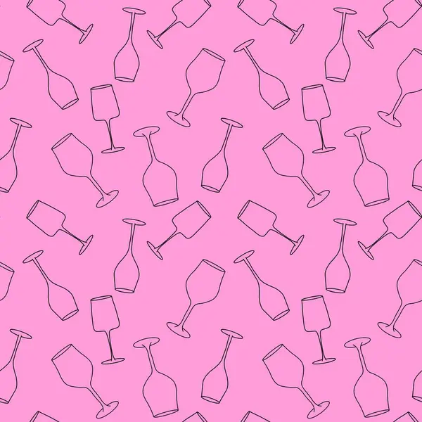 Cartoon doodle seamless glasses of wine pattern for wrapping paper and fabrics and linens and fashion textiles and party accessories and festive packaging. High quality illustration