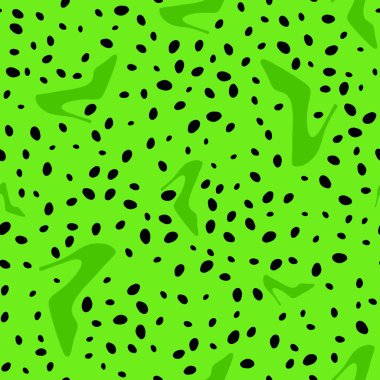 Siluet karalama giysileri, kumaşlar, çarşaflar, ambalaj kağıtları, dükkanlar ve bahar aksesuarları için kusursuz kadın ayakkabıları. Yüksek kaliteli illüstrasyon