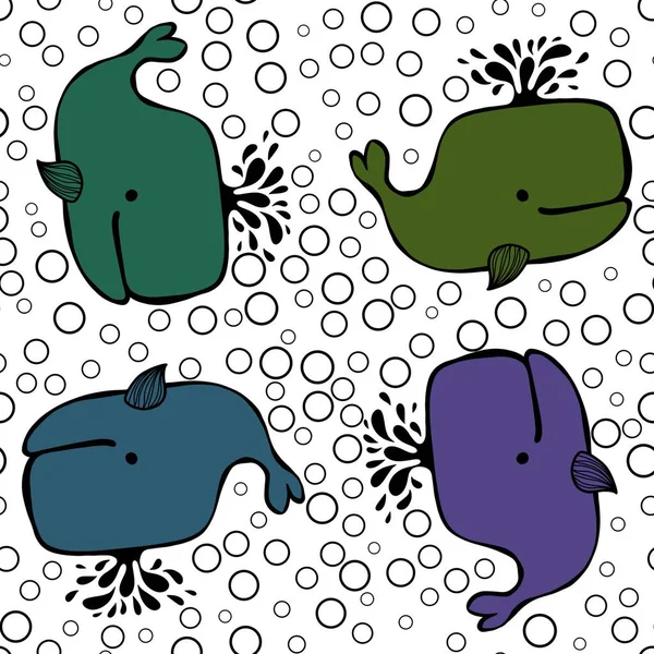 Cartoon kids seamless ocean whale pattern for wrapping paper and clothes print and accessories and notebooks and fabrics. High quality illustration