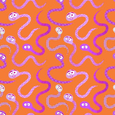 Yaz çizgi filmlerindeki kusursuz yılan desenli ambalaj kağıtları, kumaşlar, çarşaflar, çocuk giysileri baskısı ve yeni yıl, bayram ambalajları ve hayvanat bahçesi aksesuarları. Yüksek kaliteli illüstrasyon