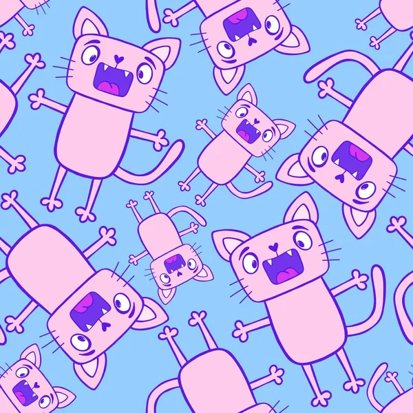 Cartoon retro animals seamless cats pattern for wrapping paper and fabrics and linens and kids clothes print and party accessories and festive packaging. High quality illustration