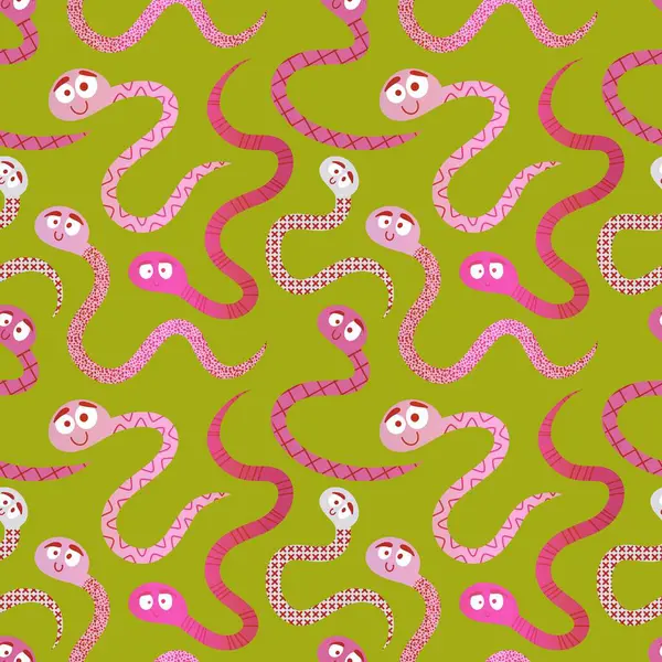 Summer Cartoon Animals Seamless Snake Pattern Wrapping Paper Fabrics Linens — Stock Photo, Image