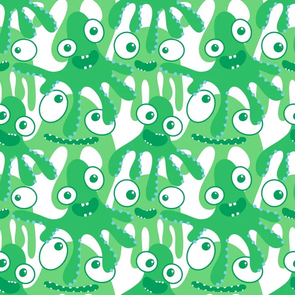 Cartoon monsters seamless octopus aliens pattern for wrapping paper and kids clothes print and fabrics and summer accessories and festive packaging and school notebooks. High quality illustration