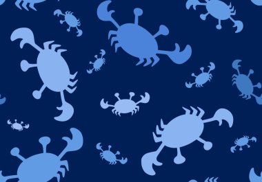 Kağıt, kumaş, çarşaf, çocuk giysisi baskısı, şenlik ambalajı ve yaz tekstili için kusursuz yengeç deseni. Yüksek kaliteli illüstrasyon