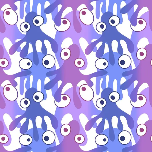Cartoon monsters seamless octopus aliens pattern for wrapping paper and kids clothes print and fabrics and summer accessories and festive packaging and school notebooks. High quality illustration
