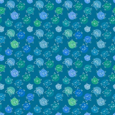 Çizgi filmlerdeki suluboya lekeler ve kağıt ve kumaşları sarmak için kusursuz kedi desenleri ve çocuk giysileri baskısı ve şenlikli ambalajlar ve parti aksesuarları. Yüksek kaliteli illüstrasyon