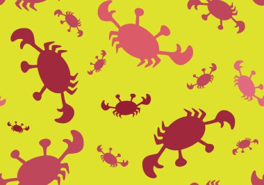 Kağıt, kumaş, çarşaf, çocuk giysisi baskısı, şenlik ambalajı ve yaz tekstili için kusursuz yengeç deseni. Yüksek kaliteli illüstrasyon