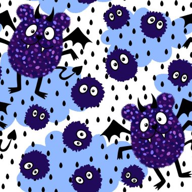 Cadılar Bayramı çizgi filmlerinde yarasa desenleri ambalaj kağıtları ve kumaşlar ve çocuk kıyafetleri baskısı ve şenlik ambalajı ve moda tekstil ve aksesuarları. Yüksek kaliteli illüstrasyon