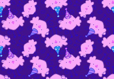 Paskalya yumurtaları ve tavuksuz bahar partisi desenli ambalaj kağıtları, kumaşlar, çarşaflar, çocuk kıyafetleri ve şenlik aksesuarları. Yüksek kaliteli illüstrasyon