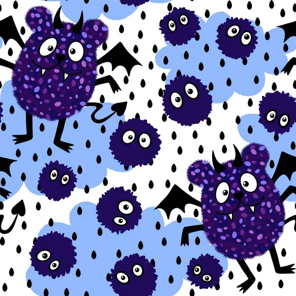 Cadılar Bayramı çizgi filmlerinde yarasa desenleri ambalaj kağıtları ve kumaşlar ve çocuk kıyafetleri baskısı ve şenlik ambalajı ve moda tekstil ve aksesuarları. Yüksek kaliteli illüstrasyon