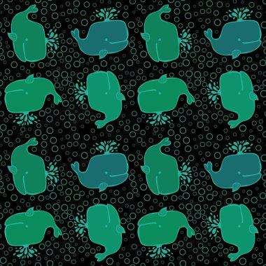 Çizgi filmdeki çocuklar, ambalaj kağıdı, kıyafet baskısı, aksesuarlar, defterler ve kumaşlar için kusursuz okyanus balinası deseni. Yüksek kaliteli illüstrasyon