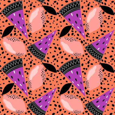 Yaz meyvesiz karpuz ve limon desenli ambalaj kağıdı, kumaş, çarşaf ve çocuk giysileri baskısı ve şenlikli paketleme ve parti aksesuarları. Yüksek kaliteli illüstrasyon