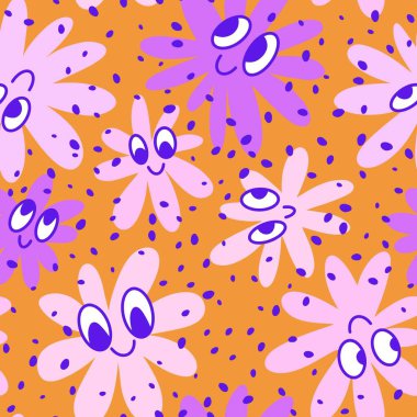 Karikatür yaz eskimiş çiçek desenleri ambalaj kağıtları, kumaşlar, çarşaflar, bahar ambalajları çocuk giysileri baskıları ve şenlikli aksesuarlar için. Yüksek kalite fotoğraf