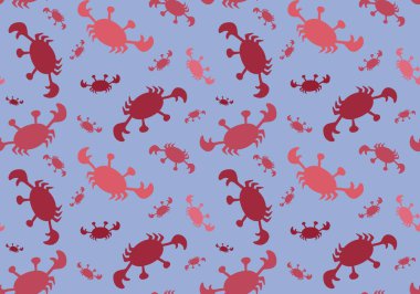 Kağıt, kumaş, çarşaf, çocuk giysisi baskısı, şenlik ambalajı ve yaz tekstili için kusursuz yengeç deseni. Yüksek kaliteli illüstrasyon