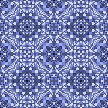 Kumaşlar ve çarşaflar, ambalajlar, moda tekstil ürünleri, parti aksesuarları, şenlik ambalajları ve çocuk baskıları için soyut geometrik dikişsiz mandala deseni. Yüksek kaliteli illüstrasyon
