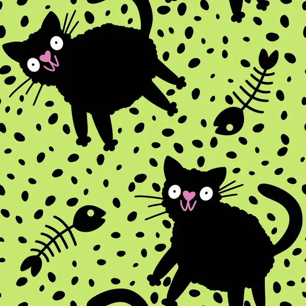 Cadılar Bayramı canavarları kağıt, kumaş ve çarşaf sarmak için kusursuz kedi desenleri ve çocuk giysileri baskısı ve şenlik ambalajı ve parti sonbahar aksesuarları. Yüksek kaliteli illüstrasyon