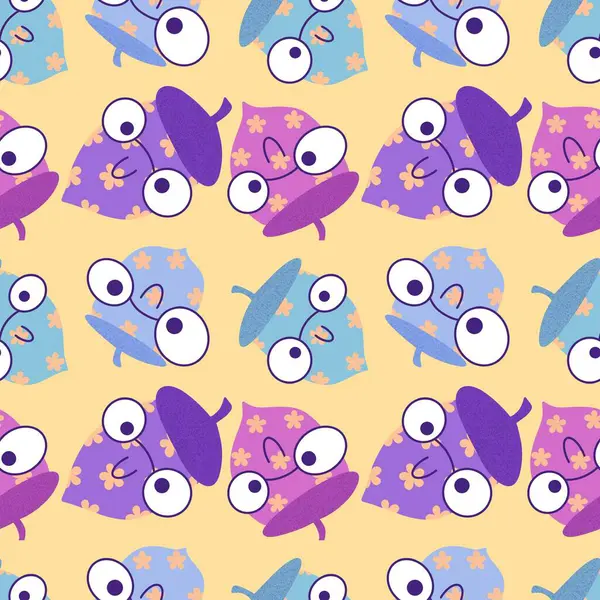 Çizgi film meşe palamutları ambalaj kağıtları, kumaşlar, çarşaflar, çocuk giysileri baskıları, şenlikli ambalajlar ve sonbahar partisi aksesuarları için kusursuz desenler. Yüksek kaliteli illüstrasyon