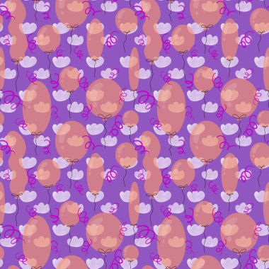 Doğum günü balonları ve kumaşlar, kumaşlar, çarşaflar, çocuk giysileri baskısı, şenlik ambalajları ve yaz aksesuarları için kıyafet desenleri. Yüksek kaliteli illüstrasyon