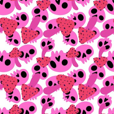 Cadılar Bayramı çizgi filmlerinde kafatası, kağıt, kumaş, çarşaf, çocuk giysisi baskısı, sonbahar aksesuarları ve parti ambalajları için pürüzsüz kemik kalıpları. Yüksek kaliteli illüstrasyon