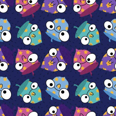 Çizgi film meşe palamutları ambalaj kağıtları, kumaşlar, çarşaflar, çocuk giysileri baskıları, şenlikli ambalajlar ve sonbahar partisi aksesuarları için kusursuz desenler. Yüksek kaliteli illüstrasyon