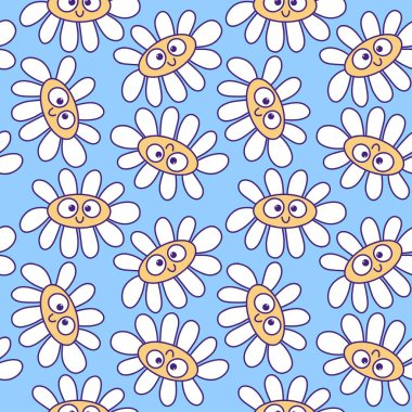 Karikatür yaz eskimiş çiçek desenleri ambalaj kağıtları, kumaşlar, çarşaflar, bahar ambalajları çocuk giysileri baskıları ve şenlikli aksesuarlar için. Yüksek kalite fotoğraf