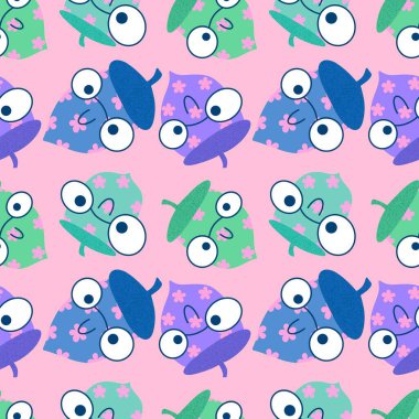 Çizgi film meşe palamutları ambalaj kağıtları, kumaşlar, çarşaflar, çocuk giysileri baskıları, şenlikli ambalajlar ve sonbahar partisi aksesuarları için kusursuz desenler. Yüksek kaliteli illüstrasyon